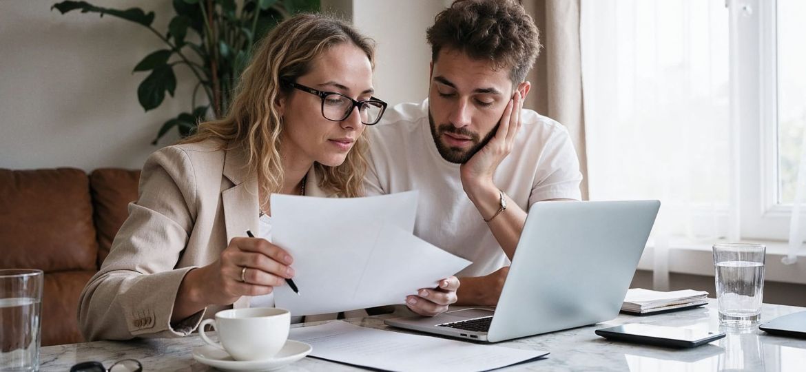 young professional looking at hmrc tax bills