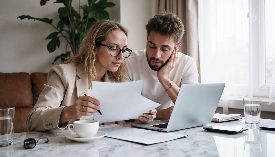 young professional looking at hmrc tax bills